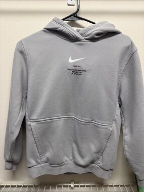 Nike Gray Pullover Hoodie with White Swoosh